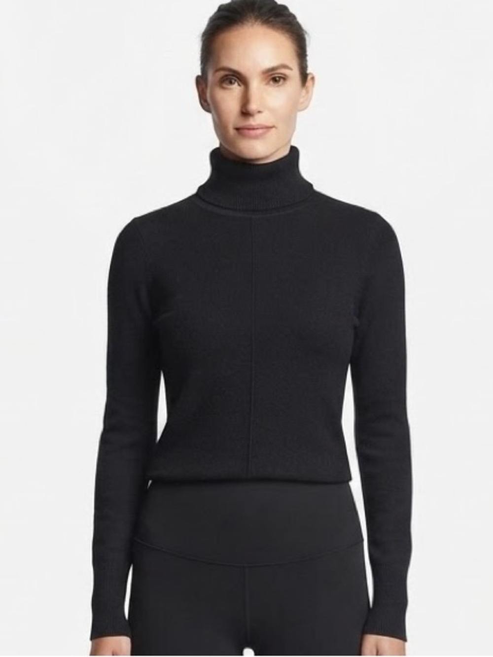 Eddie Bauer Black Cotton Blend Ribbed Turtleneck Long Sleeve Sweater Size Medium